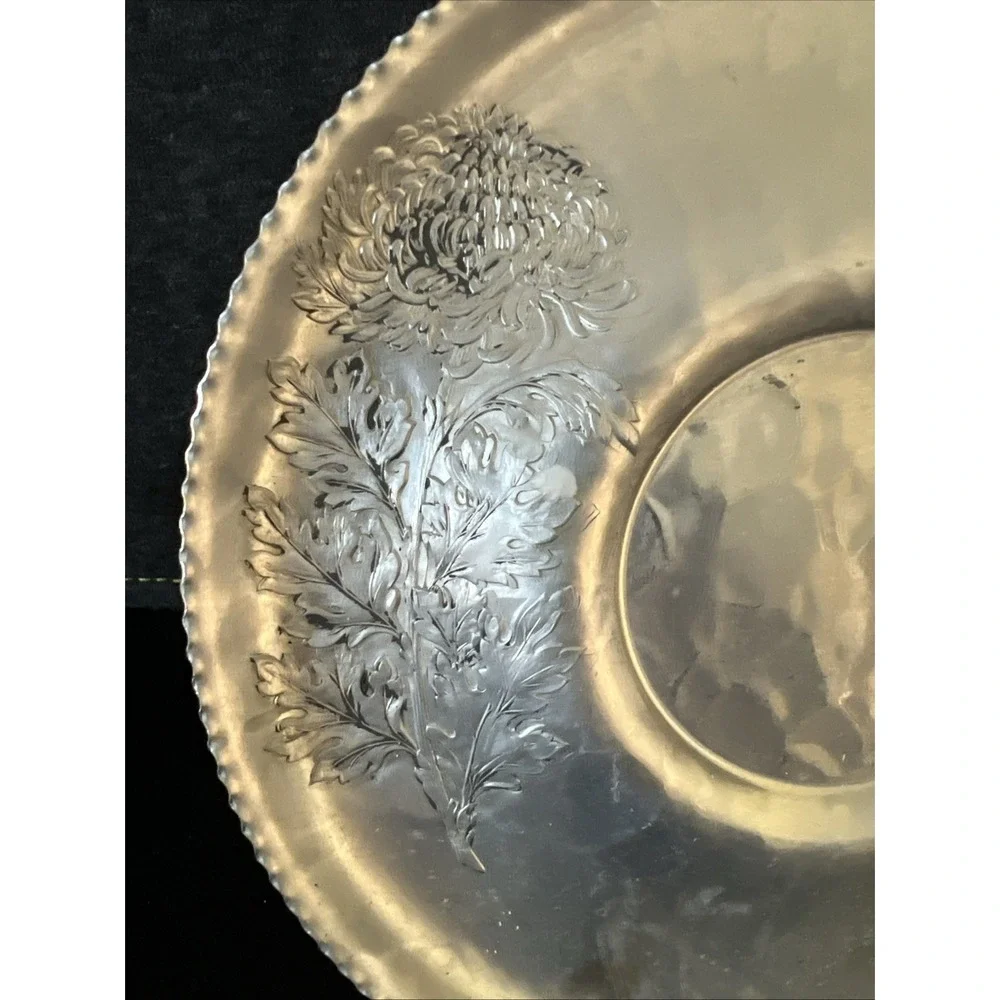 VTG Trade Continental Mark‎ #642 Hand Wrought Round Floral Plate Candle Holder